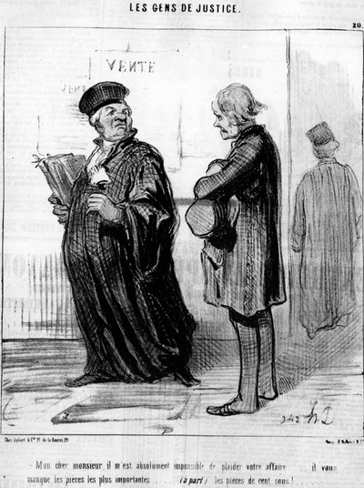 Sevgili efendim, işinizi memnun etmem kesinlikle imkansız... Onur Daumier (1808-1879). "Çarivari" by Honoré Daumier