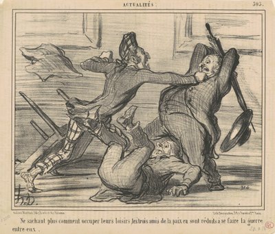 Artık boş zamanlarını nasıl kullanacaklarını bilememek... by Honoré Daumier