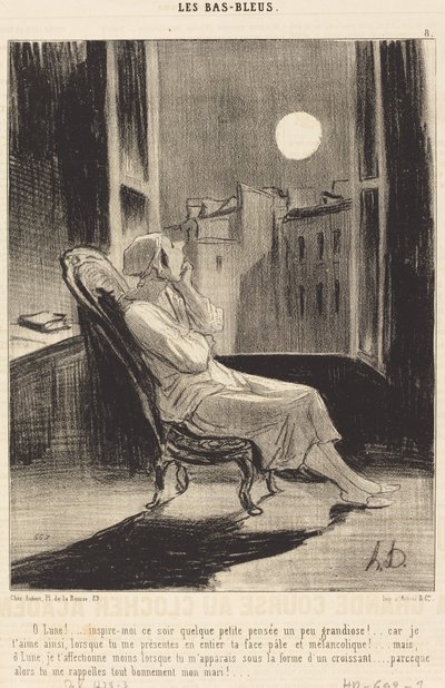Ey Ay!... bu gece biraz düşünceyle bana ilham ver... by Honoré Daumier