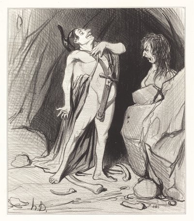 Sfenks'te Oidipus by Honoré Daumier