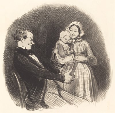 Baba resminin resmine bakıyor by Honoré Daumier