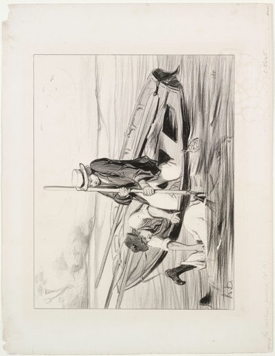 Parisli Kayıkçılar, levha 14: Denize Adam Düştü by Honoré Daumier