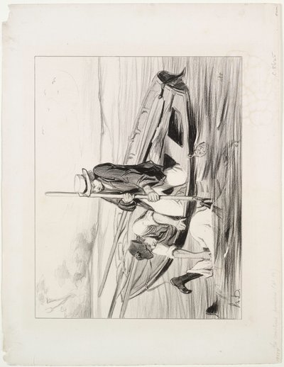 Parisli Kayıkçılar, levha 14: Denize Düşen Adam, 1843. by Honoré Daumier