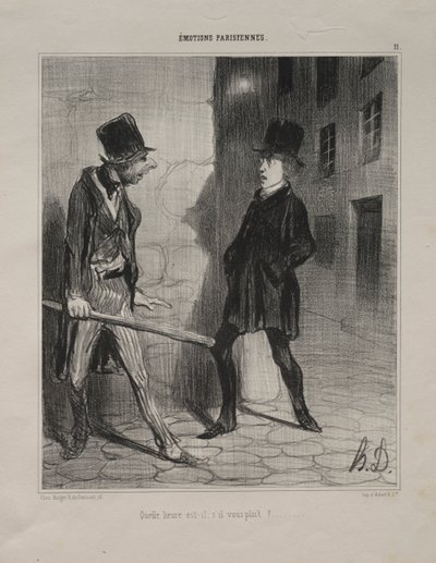 Paris Duyguları, levha 11: Saat Kaç Lütfen, 24 Kasım 1839. by Honoré Daumier