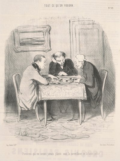 Asla gözetim altında olmayacak olan Parisliler... by Honoré Daumier