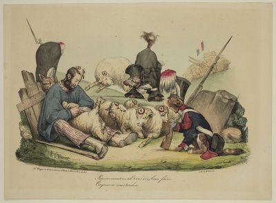 Zavallı koyun Ah! Ne yaparsan yap ... seni her zaman keseceğiz by Honoré Daumier