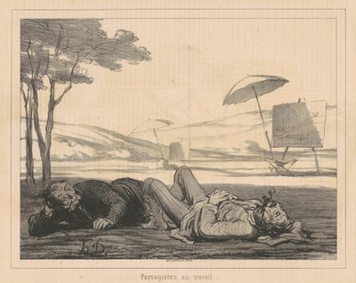 Peyzaj Sanatçıları İş Başında by Honoré Daumier