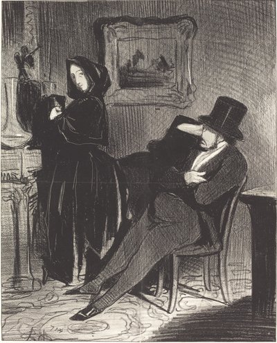 Seni baloya götürdüğümden daha sık... by Honoré Daumier