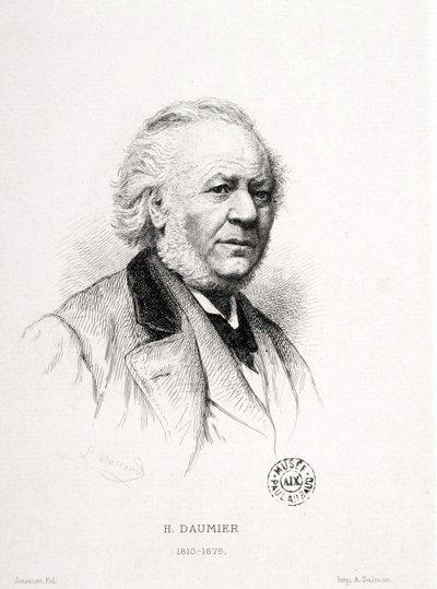 Honore Daumier (1808-1879), Fransız oymacı, ressam ve heykeltıraş portresi. Massard gravürü. Karartma: 15x11,5cm. Arbaud Müzesi. by Honoré Daumier