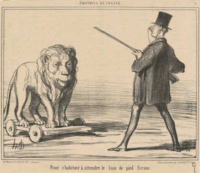 Sakinlerin aslanı beklemesi için... by Honoré Daumier