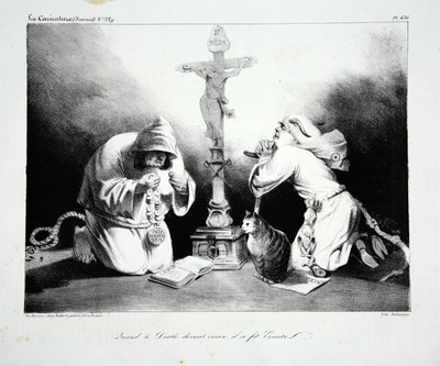 Şeytan yaşlanınca kendine bir Hermit, pub yaptı. 1835 by Honoré Daumier