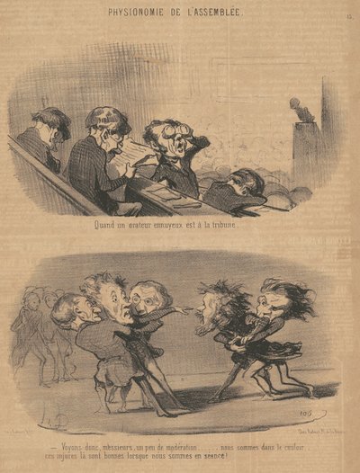 Podyumda sıkıcı bir konuşmacı olduğunda by Honoré Daumier