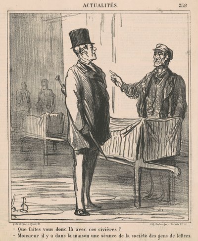 Orada o sedyelerle ne yapıyorsun? by Honoré Daumier