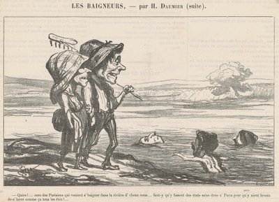 Sakin ol! ... Yıkanmak için gelen Parislilerin çekirdeği ... by Honoré Daumier