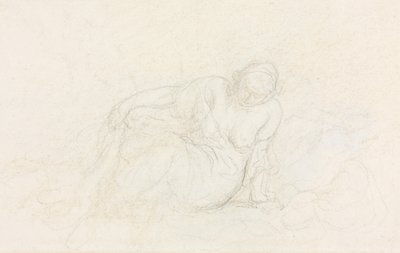 Koluna Yaslanmış Uzanmış Kadın (verso) by Honoré Daumier