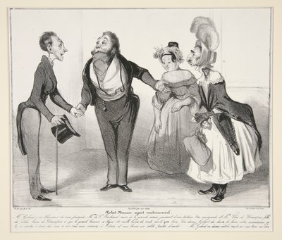 Robert-Macaire evlilik ajanı. (Macaire evlilik ajanı.), pl. Caricaturana serisinden 16, Les Robert Macaires albümünden by Honoré Daumier