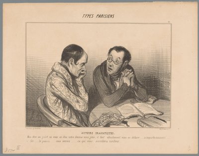 Schrijver meslektaşına karısından kurtulmasını tavsiye ediyor Yazarlar dramatiques (nesne üzerine başlık) Parisli tipler (dizi başlığı) Types Parisiens (nesne üzerine dizi başlığı) by Honoré Daumier