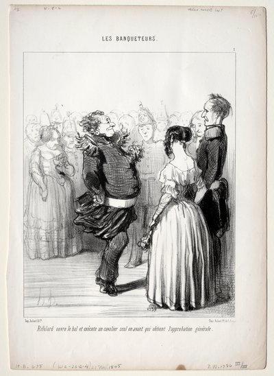 Ziyafetçiler, plaka 5: Rifolard topu açıyor by Honoré Daumier
