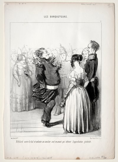 Ziyafetçiler, levha 5: Rifolard topu açar, 1848. by Honoré Daumier