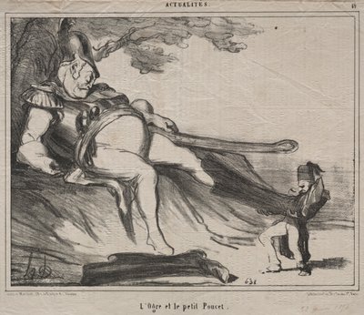 Kahkahalar için Kazaklar 61. plaka: Dev ve küçük Tom Thumb, 1854. by Honoré Daumier