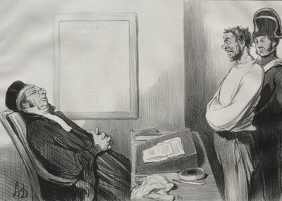 Adalet Adamları, levha 15: Açtınız... Bu Bir Sebep Değil..., 1845. by Honoré Daumier