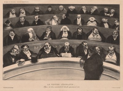Aylık Dernek (plaka 18): Yasama Karnı by Honoré Daumier