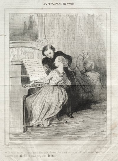 Paris Müzisyenleri, levha 6: Ne kadar güzel olduğunuzu bir bilseniz! by Honoré Daumier