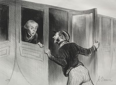 Demiryolları, levha 11: Yolculukta Uyumanın Tehlikesi, 1843. by Honoré Daumier