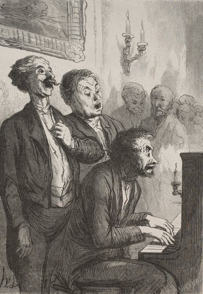 Şarkıcılar: Salondaki Şarkıcılar. by Honoré Daumier