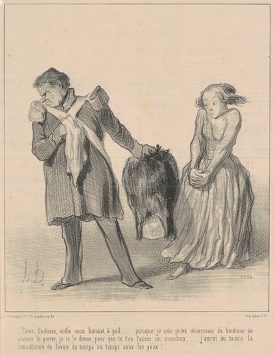 Al Eudoxie, işte tüylü şapkam... by Honoré Daumier