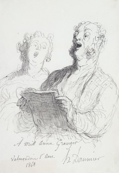 İki Şarkıcı; İki Şarkıcı, 1868 by Honoré Daumier