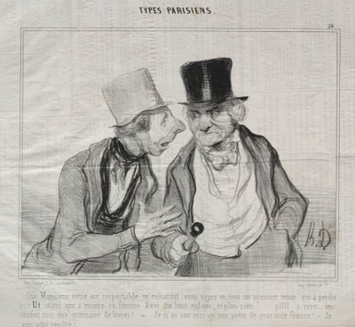 Tipler Parisiens, levha 26: Evet efendim, saygıdeğer havanız beni cesaretlendiriyor... by Honoré Daumier