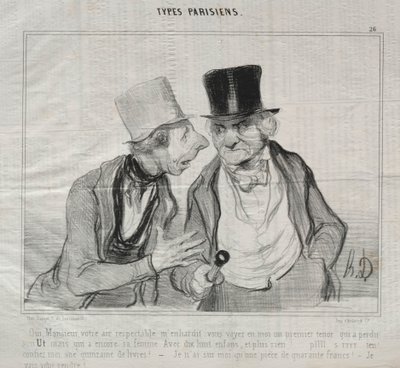 Tipler Parisiens, levha 26: Evet efendim, saygıdeğer havanız beni cesaretlendiriyor..., 29 Mayıs 1840. by Honoré Daumier
