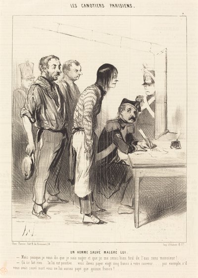 Bir adam kendine rağmen kurtardı by Honoré Daumier