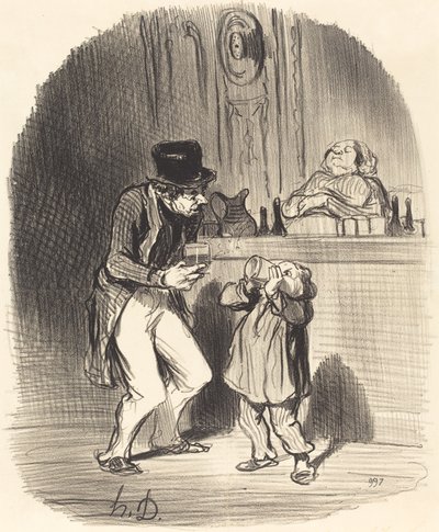 Oğlunu emdiren bir baba... by Honoré Daumier