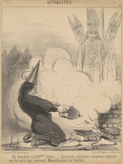 19. yüzyılda yanan bir kitap by Honoré Daumier