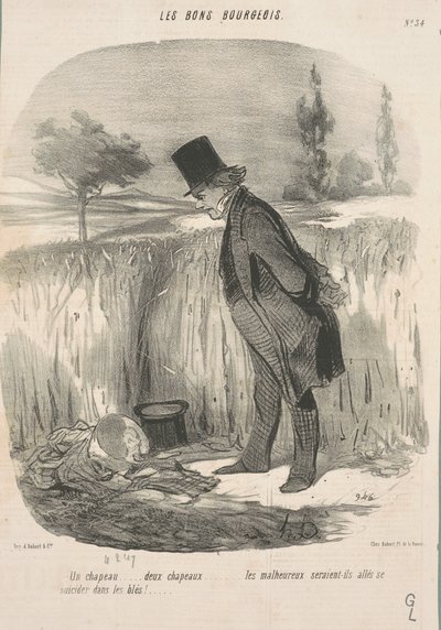 Bir şapka... iki şapka... talihsiz... by Honoré Daumier