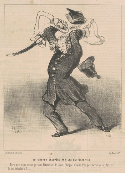 Bufalolara çileden çıkmış bir vatandaş by Honoré Daumier