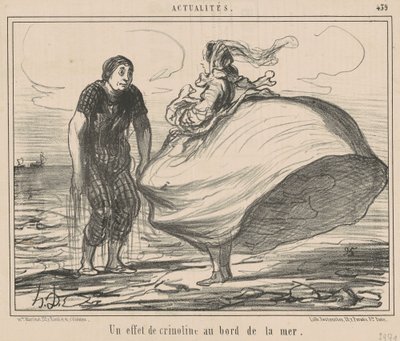 Deniz kenarında bir kabarık etek etkisi by Honoré Daumier
