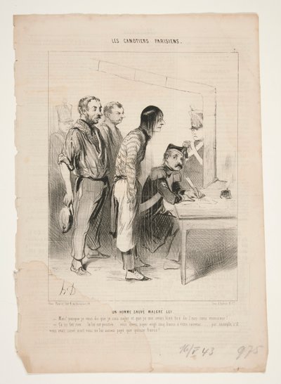 Bir adam kendine rağmen kurtarır by Honoré Daumier
