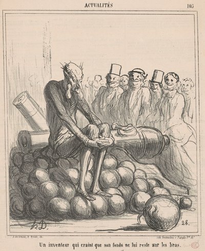 Fonunun kalacağından korkan bir mucit... by Honoré Daumier