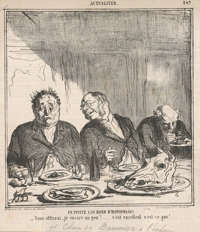 At yiyicilerin sofrasına misafir: Biraz daha ikram edeyim mi? Bu harika, değil mi? by Honoré Daumier