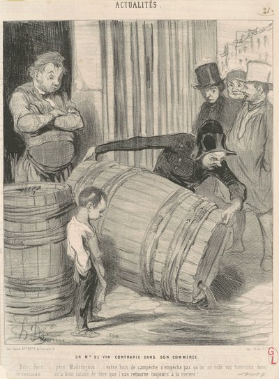 İşinde üzgün bir şarap tüccarı by Honoré Daumier