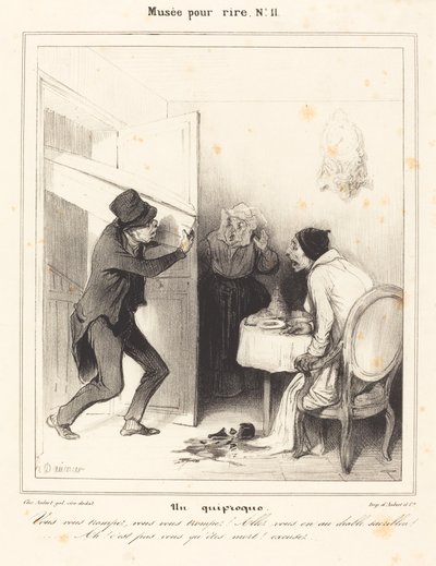 Bir yanlış anlama - Yanılıyorsun... git... cehenneme... by Honoré Daumier