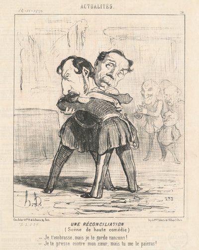 Bir uzlaşma, yüksek komedi sahnesi... by Honoré Daumier