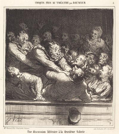 İkinci Galeride Bir Edebi Tartışma by Honoré Daumier