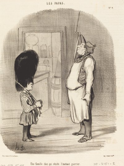 Savaşçı içgüdüsünün bulunduğu bir Aile by Honoré Daumier