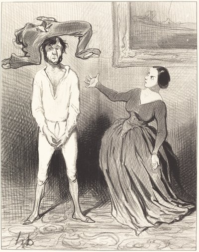Benim gibi bir kadın... bir düğmeyi geri mi basar?... by Honoré Daumier