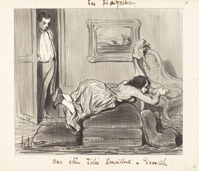 Evden çok... gayretli bir çalışma by Honoré Daumier