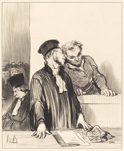 İşte size bir şeyler söyleyen savcı... tatsız... by Honoré Daumier